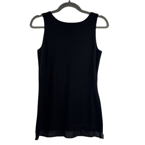 Neiman Marcus Cashmere Collection Black Tank Top Sheer Hem Size S NWT $150 - Picture 4 of 7